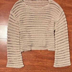 Sadie & Sage Taupe Crochet Knit Top